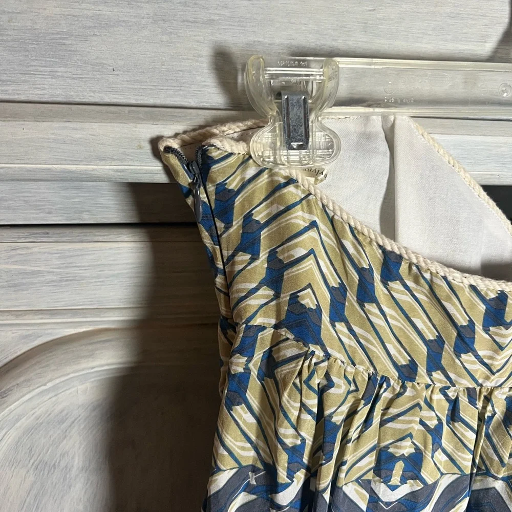 Corey Lynn‎ Calter Y2K Geometric Printed Strapless Silk Babydoll Mini Dress